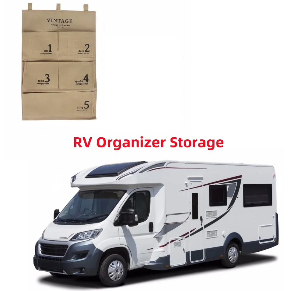 1PCS RV Organizer Storage Cotton Linen Storage Organization Caravan Motorhome Camper Interior Accessories