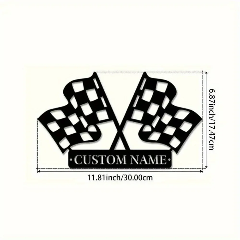 Personalized Checkered Flag Racing Sign, Crafted Exquisitely. Stylish Wall Art for Car Enthusiasts. Top-notch Garage Gift Idea