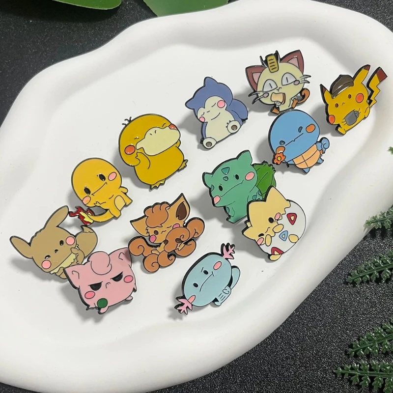 12 pcs set Cute Monster Metal Brooches Lapel Badges Fantasy Adventure Jewelry Gifts for Collectors Japanese Anime Elf Enamel Pin