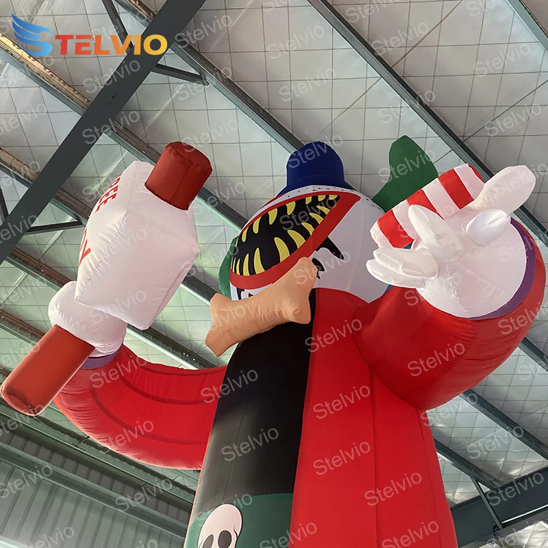 Carnival Party Evil Doll Scary Moving Costume Slide Red Circus Cartoon Giant Inflatable Clown Model For Halloween Decoration