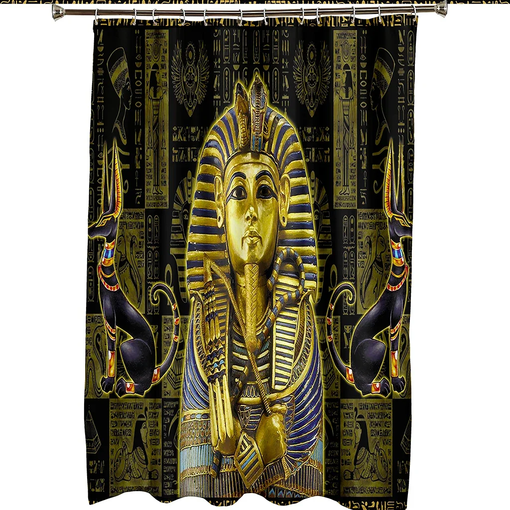 Cheap African Egyptian Pharaonic Pyramid Waterproof Washable Bathroom Accessories Shower Curtains Polyester with12 PCS Hooks