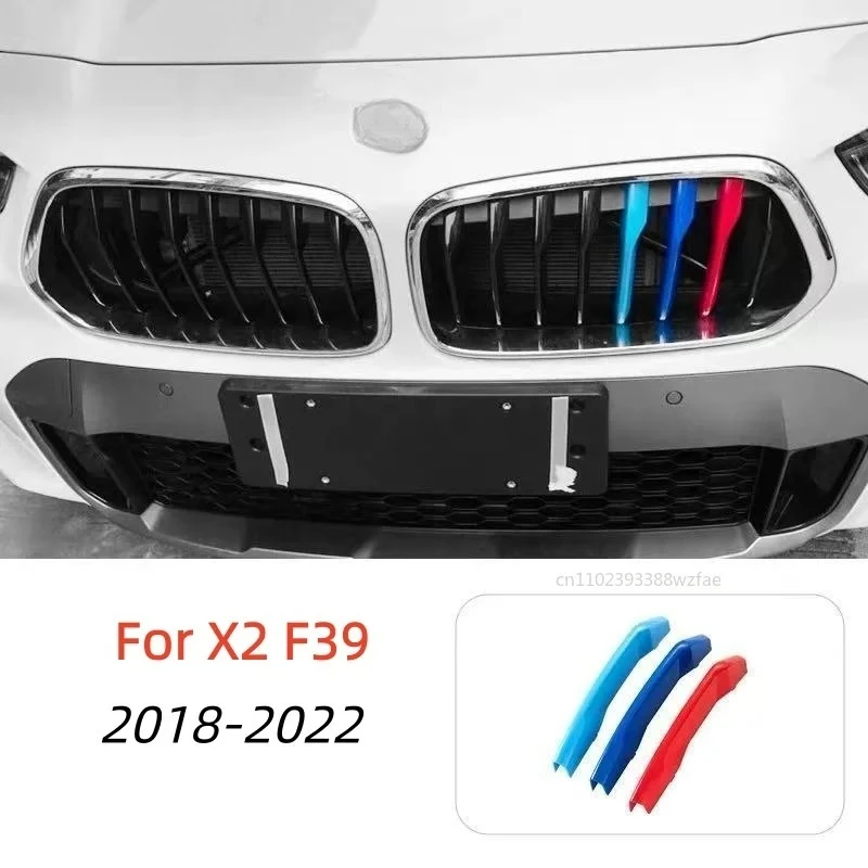 8 Slats Kidney Front Grill Grille Decal Stripe Cover for BMW X2 F39 2018-2022 M-Sport Clip Trim 2019 2020 2021