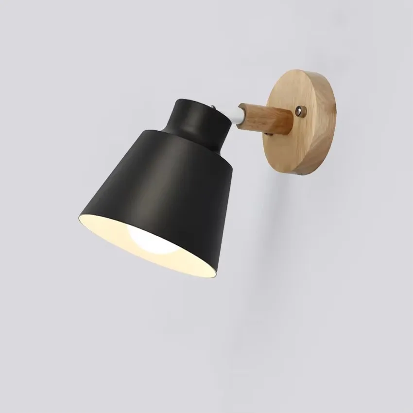 Modern Colourful Wooden Wall Lights Bedside Led Wall Lamp bedroom kitchen restaurant E27 Lampholder Nordic Macaroon Sconces