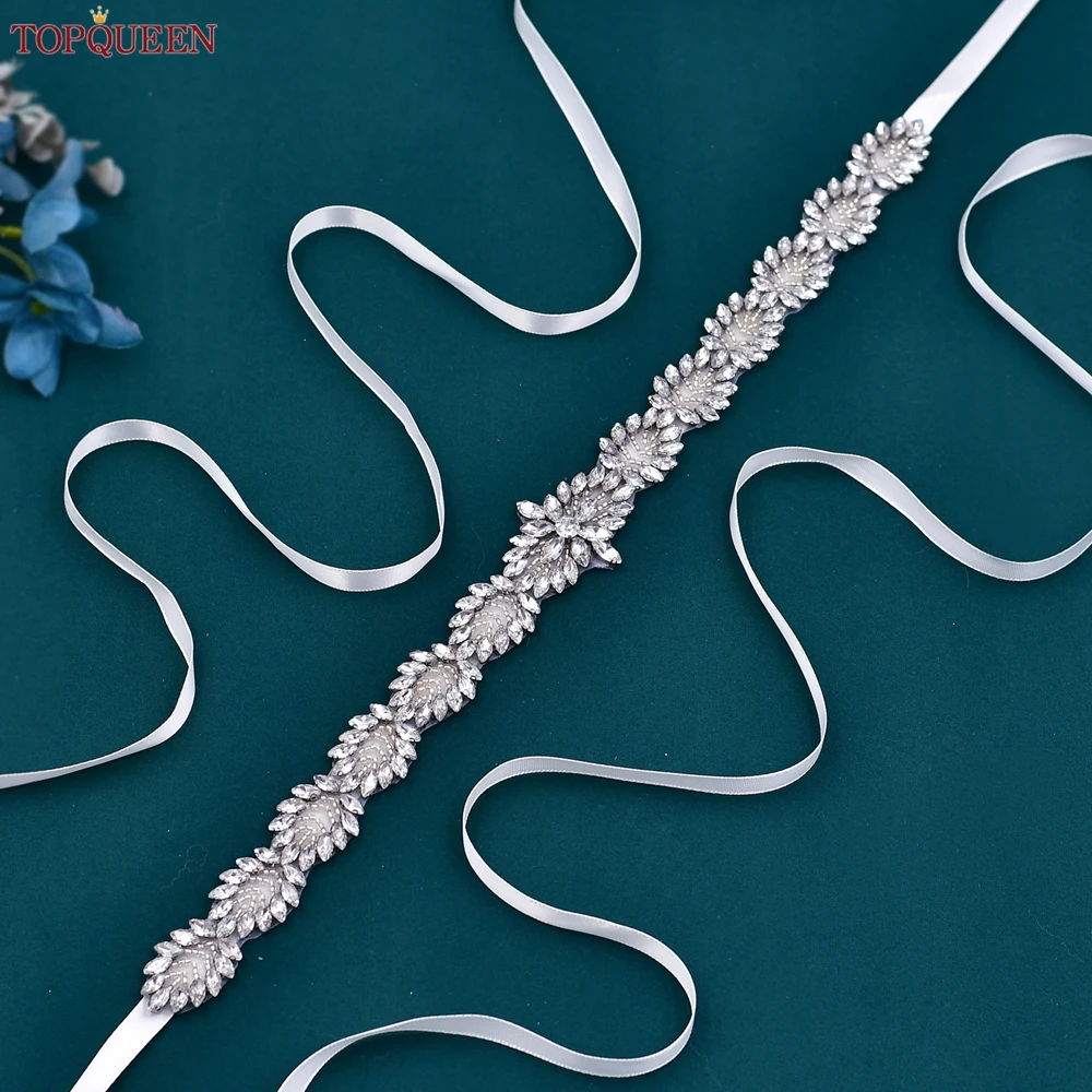 TOPQUEEN accesorios de boda vestido para ocasión Formal Liga de lujo cinturón de diamantes de imitación vestido de liga vestido de noche para novias Weddin S41