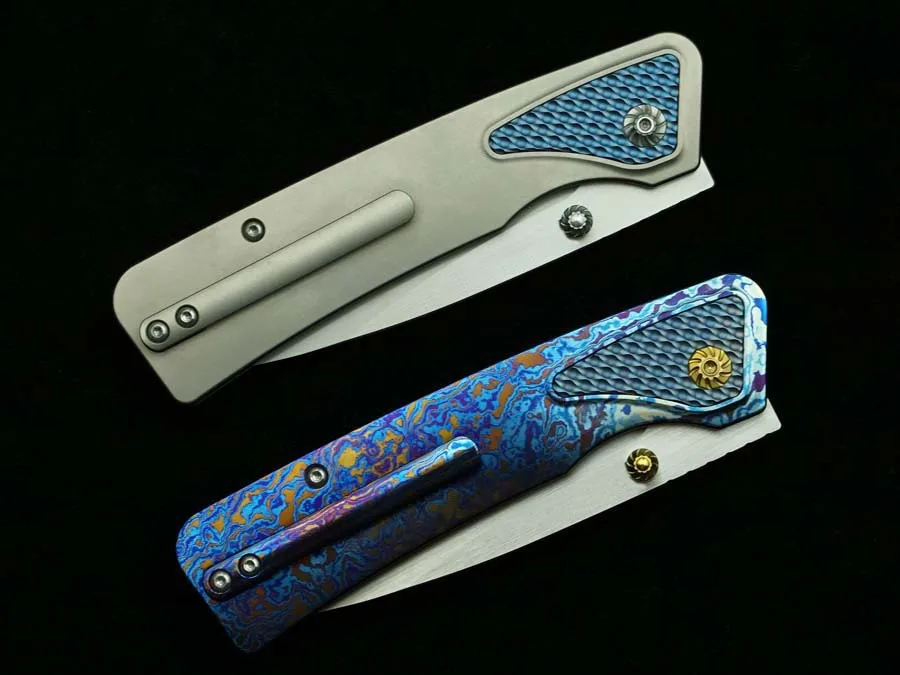 LEMIFSHE New Rattlesnak Real M390 Blade Titanium Handle Outdoor Camping Hunting Kitchen Survival Pocket EDC Tool Folding Knife