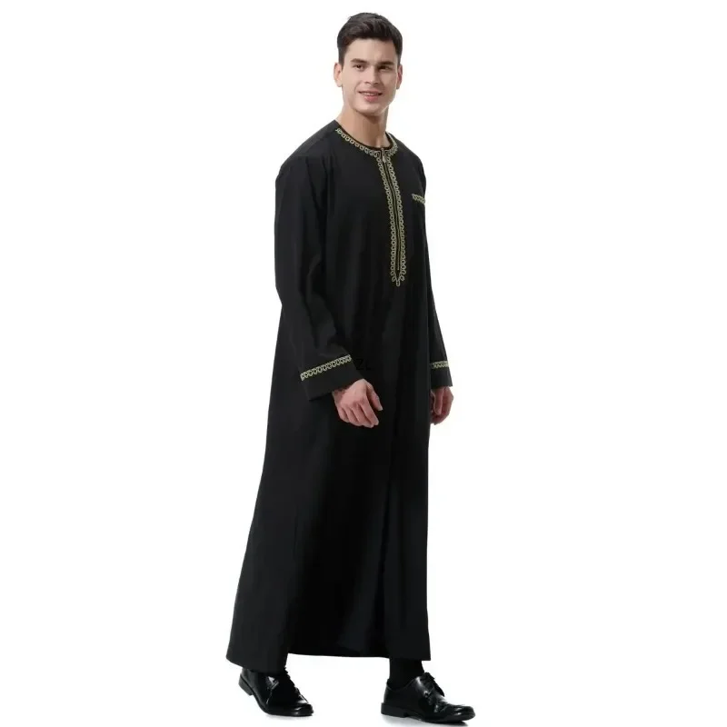 มุสลิม Mens Jubba Thobe Abaya ชุดซิปยาว Robe Saudi Caftan ดูไบคํา Eid Ramadan เสื้อผ้าอิสลามแบบดั้งเดิม Kaftan