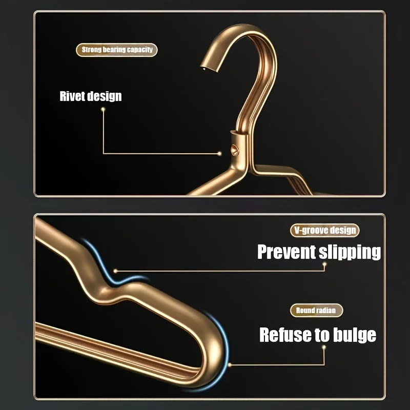 5/10 قطعة ملابس الأطفال الذهبية المتينة سبائك الألومنيوم شماعات الملابس المحلية الكبار معلقة شماعة معطف لوازم المنظم