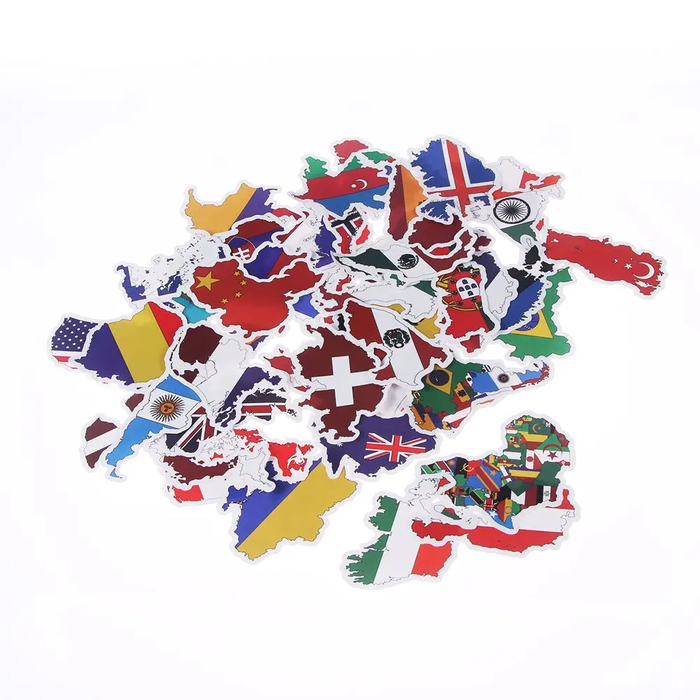 Pegatinas de bandera nacional de Pvc de todo el mundo, calcomanía escolar, álbum de recortes, estuche de viaje, pegatinas para portátil, 50 piezas