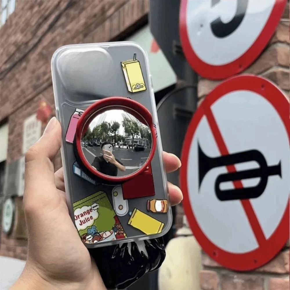Creative Wide-Angle Mirror Phone Holder Magnetic Portable Convex Mirror Phone Stand Multi-functional Universal