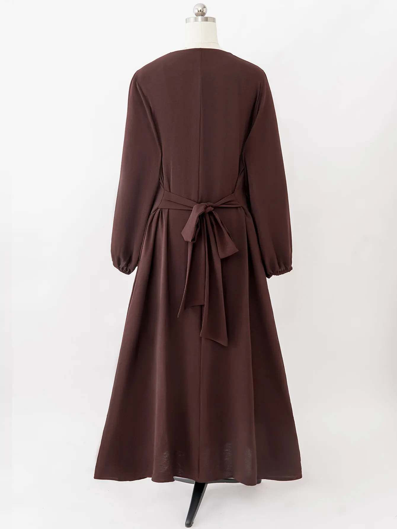 2025 Elegant Coffee Color Abaya Women Clothing Modest Dress Dubai Kaftan Islam Robe Marocain Femmes Musulmane with Belted Design
