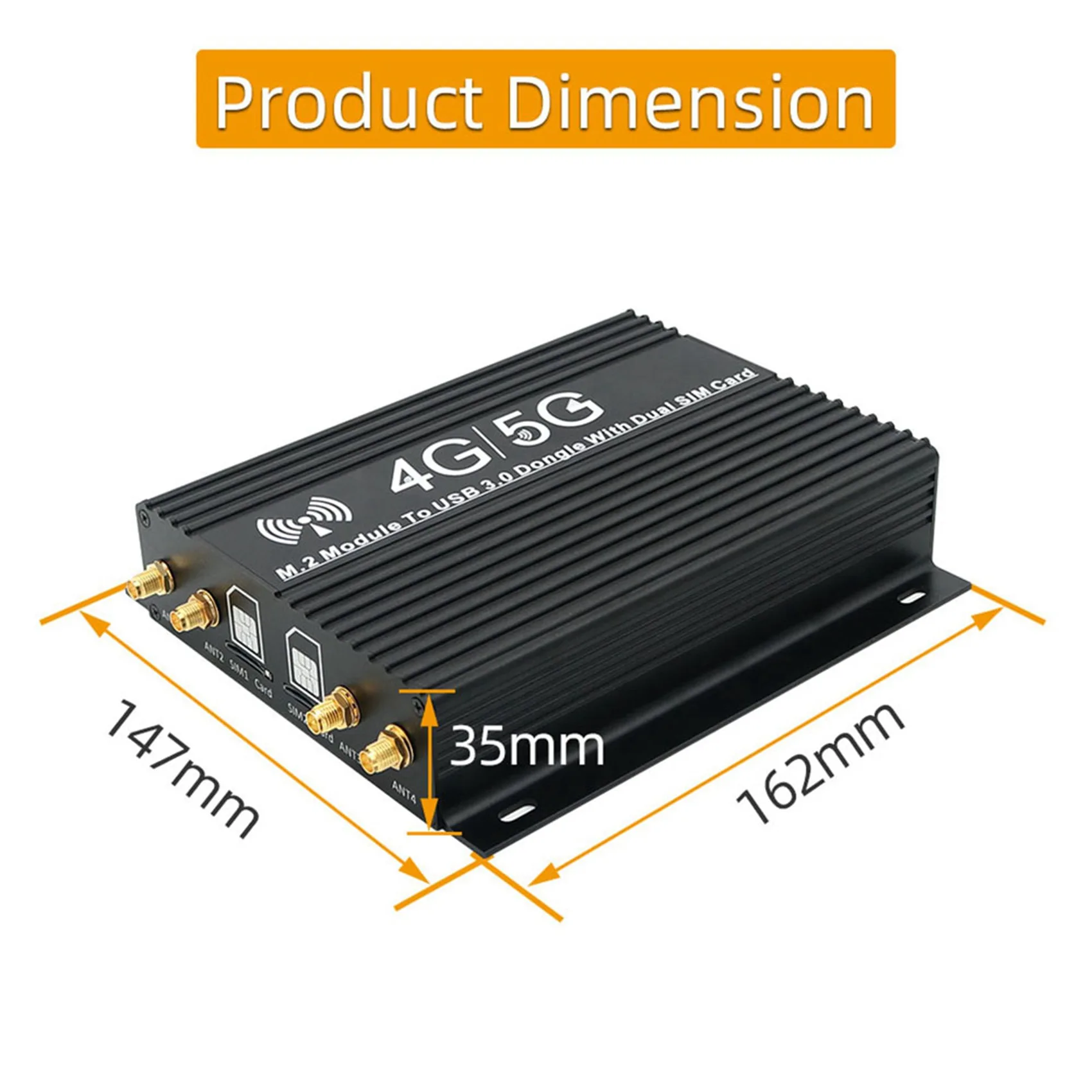 2X NGFF(M.2) Módulo 4G/5G a adaptador USB 3.0 con ventilador enfriador/ranura para tarjeta SIM dual y alimentación auxiliar