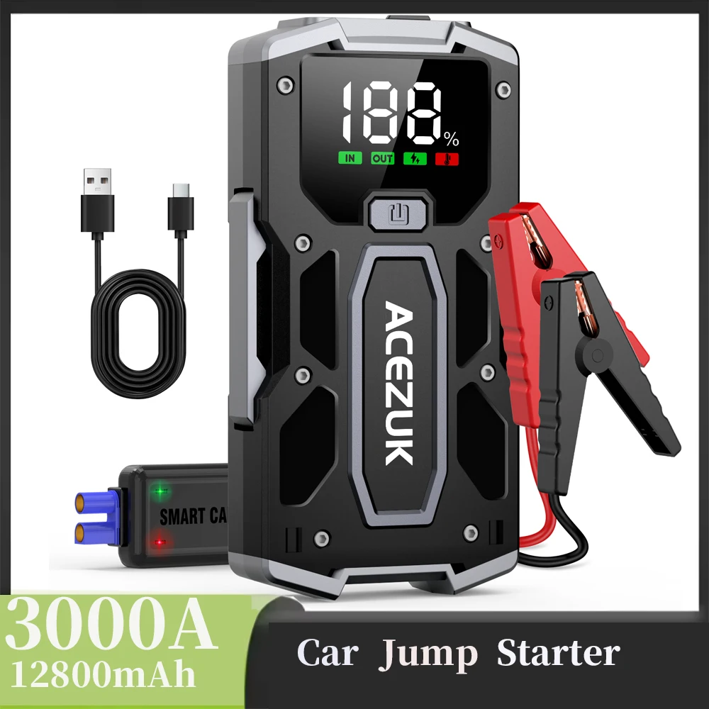 

12800mAh 3000A Car Jump Starter Power Bank 12V Portable Car Battery Booster Charger Starting Device Petrol Diesel Car Starter