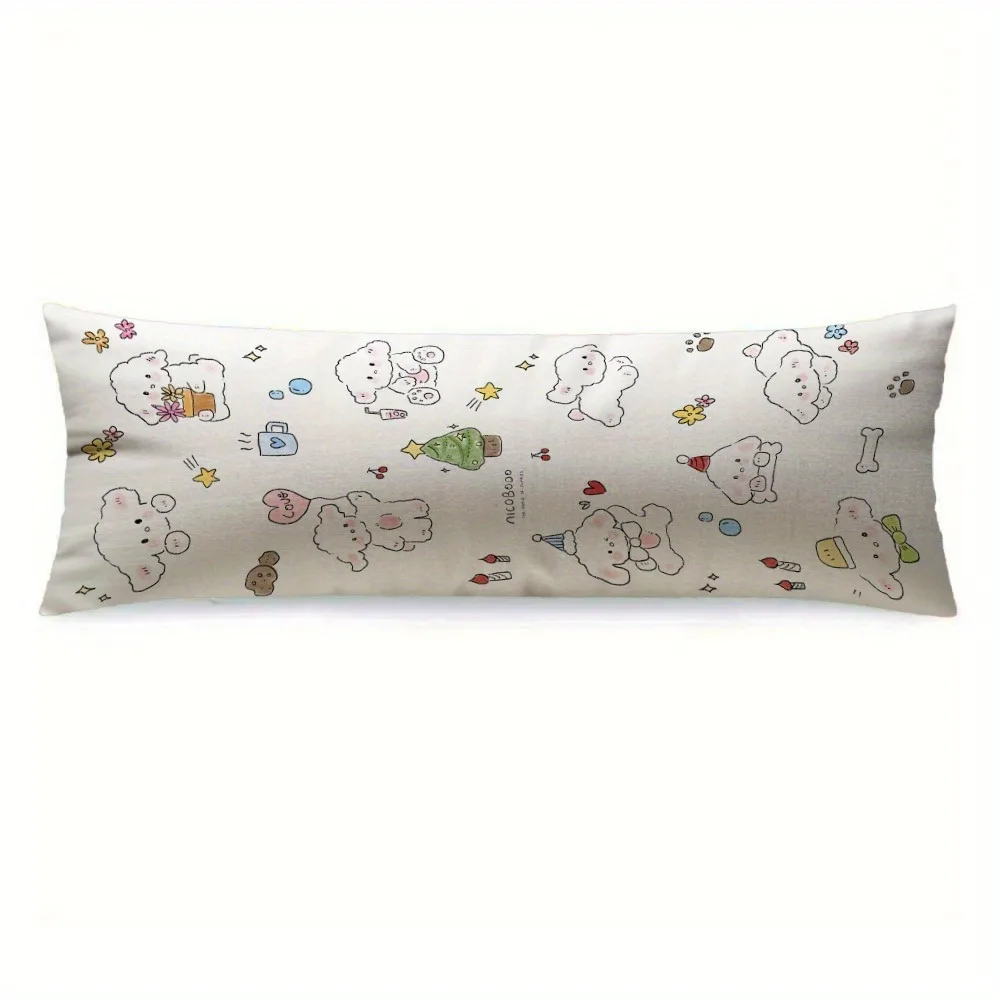 A Cute Animal Full-Body Support Pillowcase Measuring 20X54 Inches - Features a Double-Sided Breathable Polyester Cover with a Zi