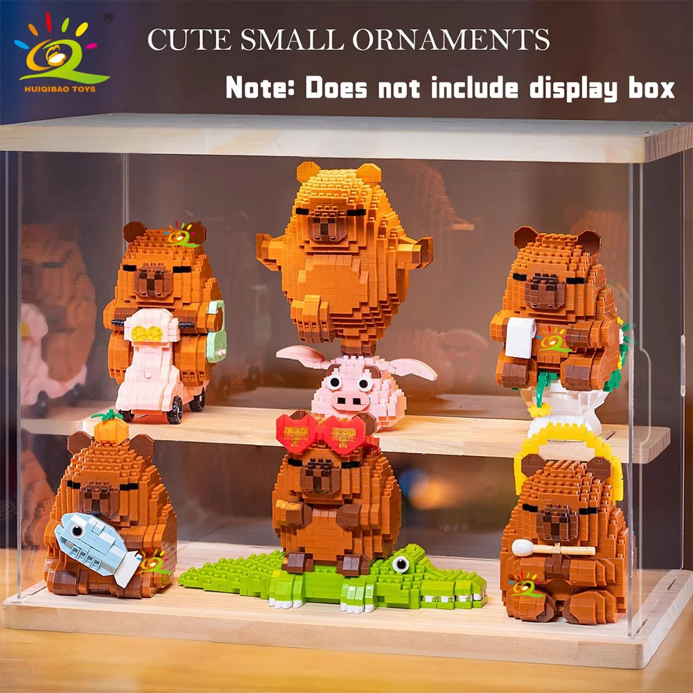HUIQIBAO Mini Cute Capybara Building Blocks Set Animal Bricks DIY Assembly Toy Desktop Ornament Gift Home Decor