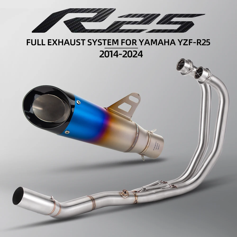 

Full System For Yamaha R25 2014-2024 Motorcycle Exhaust Front Link Pipe Escape Moto 51MM Two Layer Muffler DB Killer