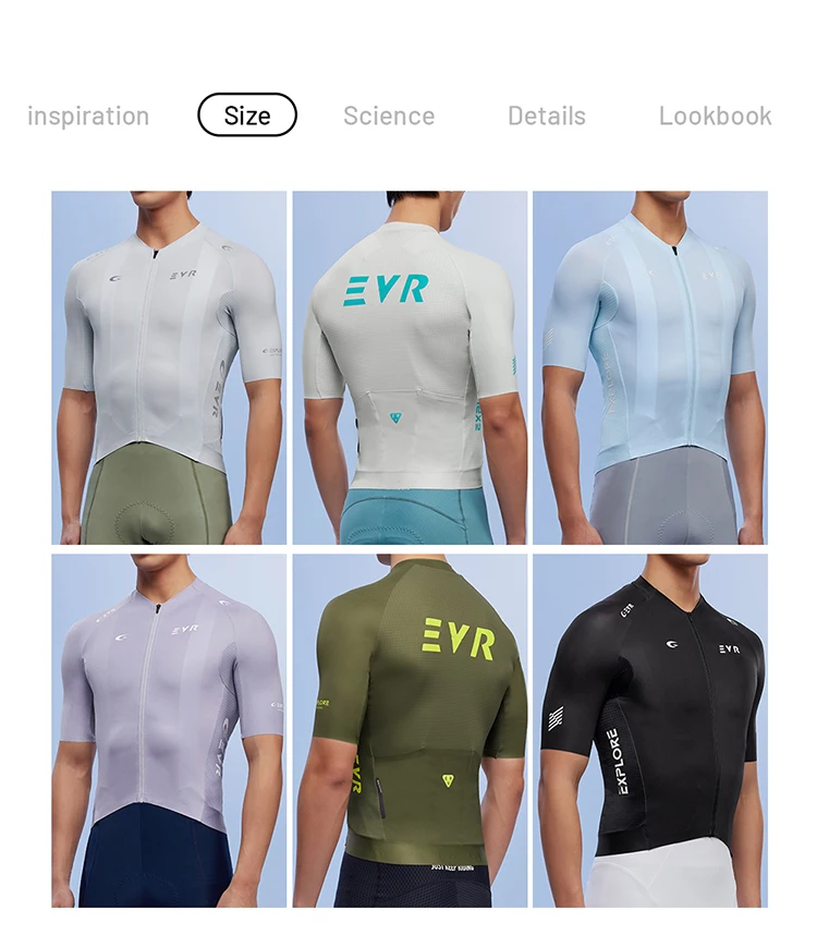 EVR Sommer Herren Radsport-Kurzarmtrikot Outdoor Rennrad-Bekleidung Hochelastisch und Schnelltrocknend Mountainbike-Radtrikot – Detail 5