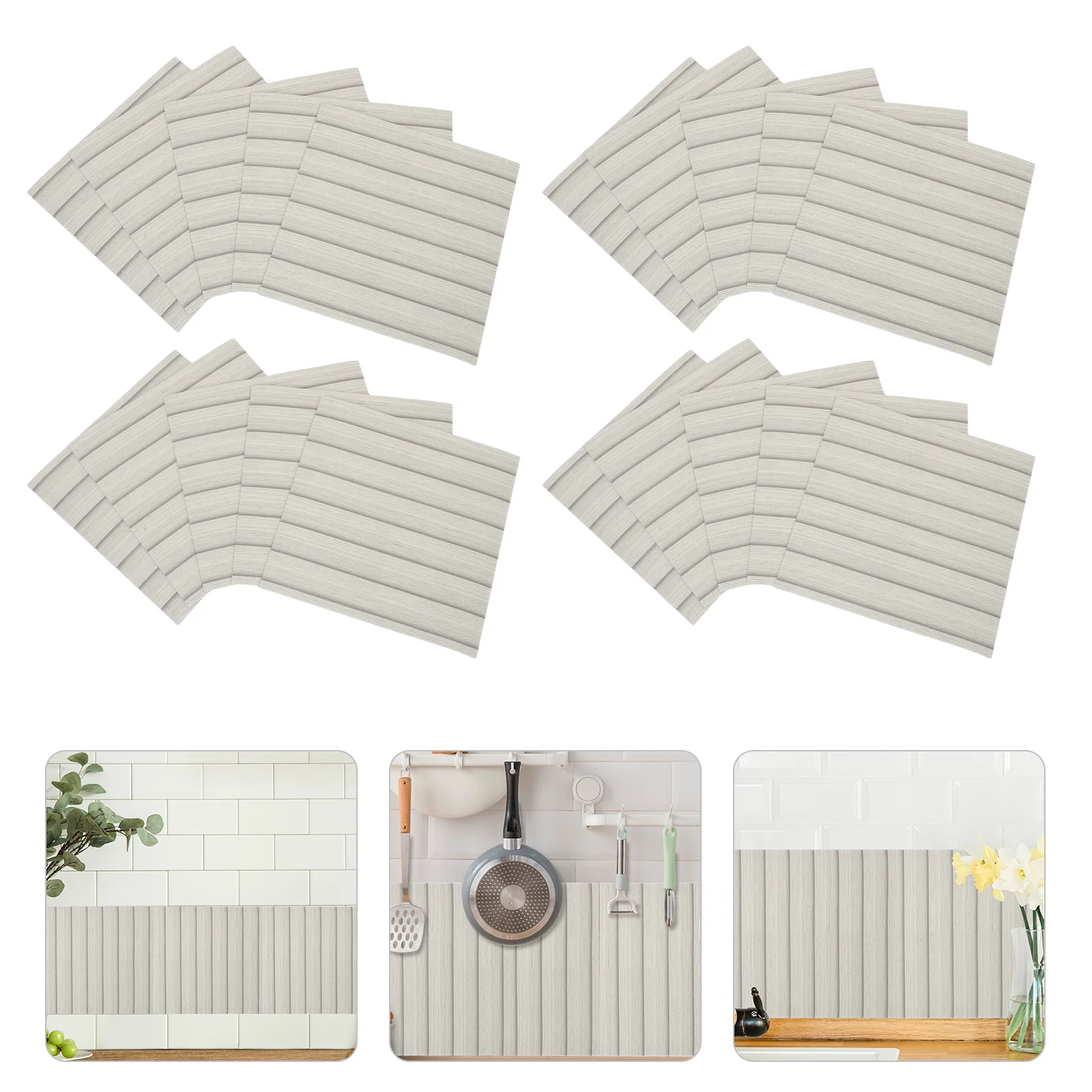 

30Pcs Wood Grain Slat Wall Panel 30x30cm Waterproof Self-Adhesive Pet Peel Stick Faux Wood Strip Panel for Kitchen Bathroom