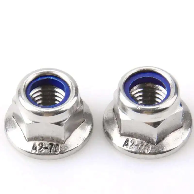 10PCS UNC UNF 1/4-20 1/4-28 304  Stainless Steel Hex Flange Nylon Insert Lock Nut Self-locking Nylock Locknut