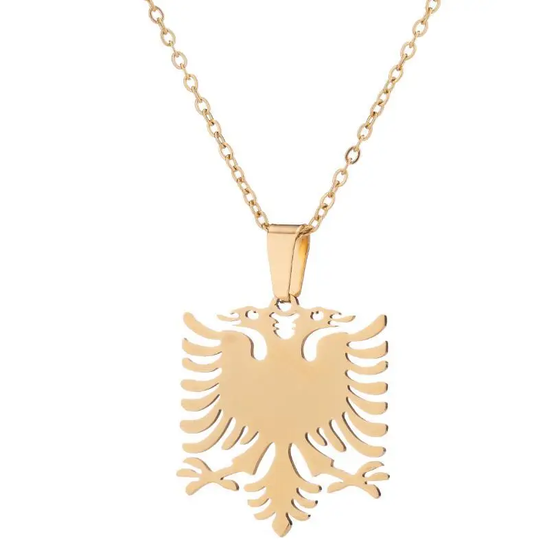 Classic Trend Albanian Eagle Pendant Stainless Steel Necklace Men Women Fashion Animal Clavicle Chain Charm Jewelry Gifts