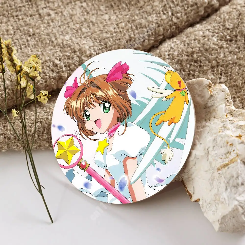 C-Cardcaptor S-Sakura Kinomoto Wooden Cup Mat Americano Beer Milk Water Coaster for Baking Studio