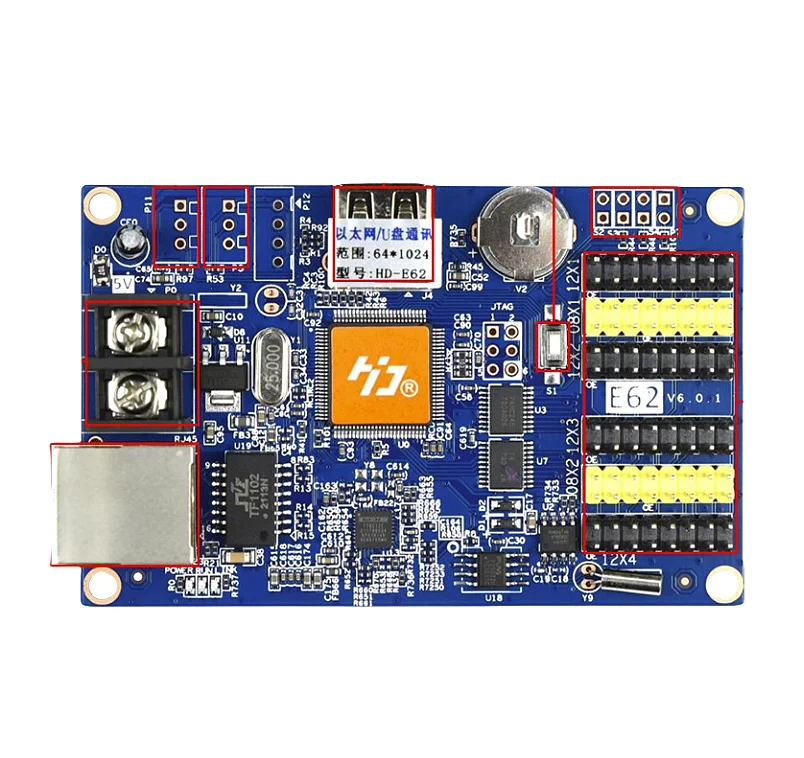 Контроллер для светодиодных экранов Factory HD-E62 HD-E63 HD-E64 с полосатым дисплеем, степень защиты IP65, для торговых центров и розничных магазинов, 5В