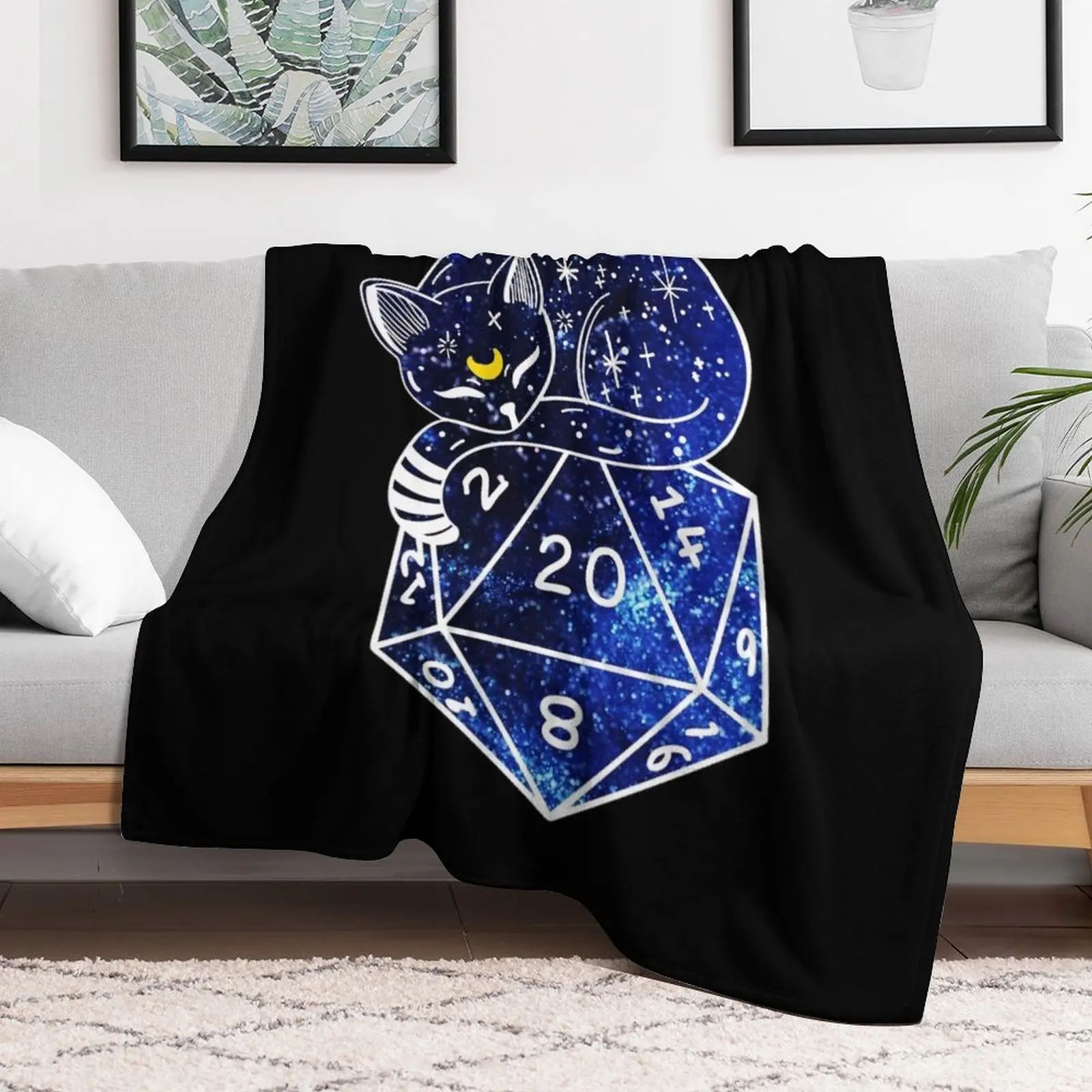 D20 CAT: Starry dnd dice Throw Blanket funny gift Soft Luxury St Blankets