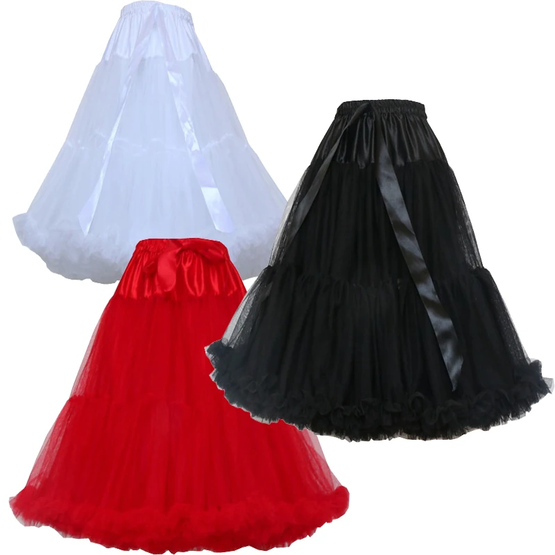 

Womens 55cm Length Layered Petticoat Tutu Puffy Party Cosplay Skirt Elastic Waist Princess Ballet Dance Pettiskirts Underskirt