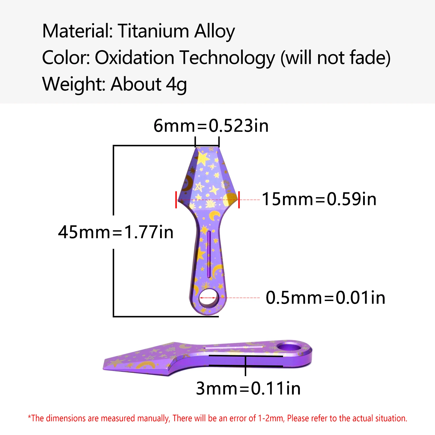 Titanium Alloy Keychain Star Pattern Fashion Pendant Multifunctional EDC Outdoor Small Tool Crowbar Unpacking