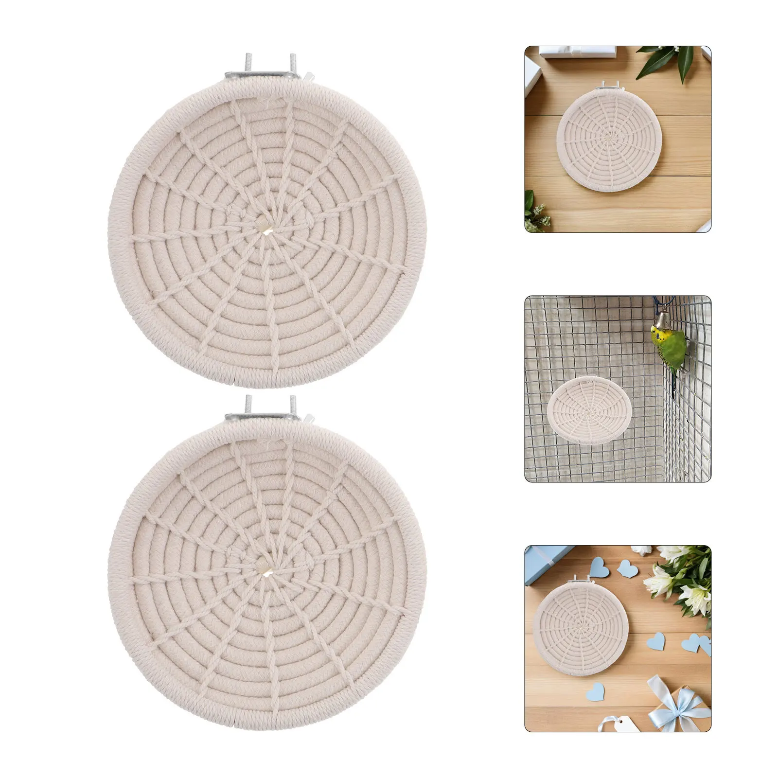 

2Pcs Parrot Breeding Nest Handwoven Cotton Rope Bird Nest for Small Pet Birds Natural Breeding Sleeping Spot in Cage for Finches