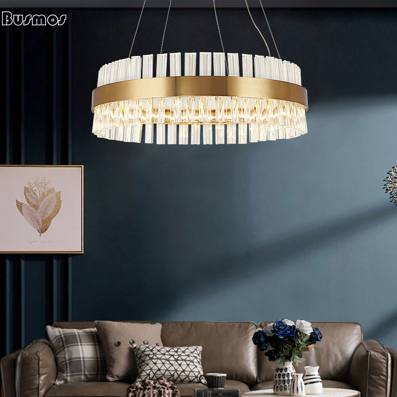 

Nordic golden crystal led chandelier living room bedroom postmodern minimalist restaurant high-end light luxury lighting