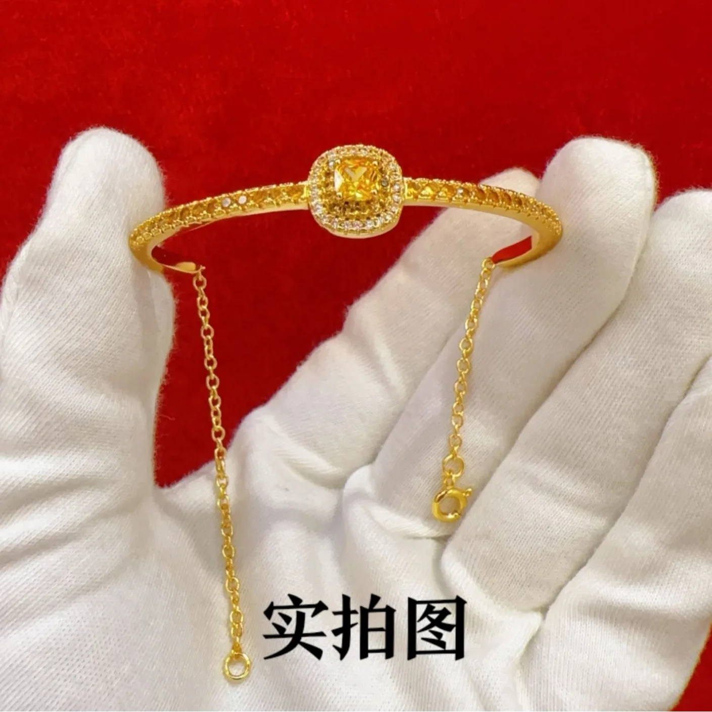 Emblem set sugar bracelet 999 24k diamond-encrusted bracelet women's fashion high-grade feeling light luxury real gold jewelry