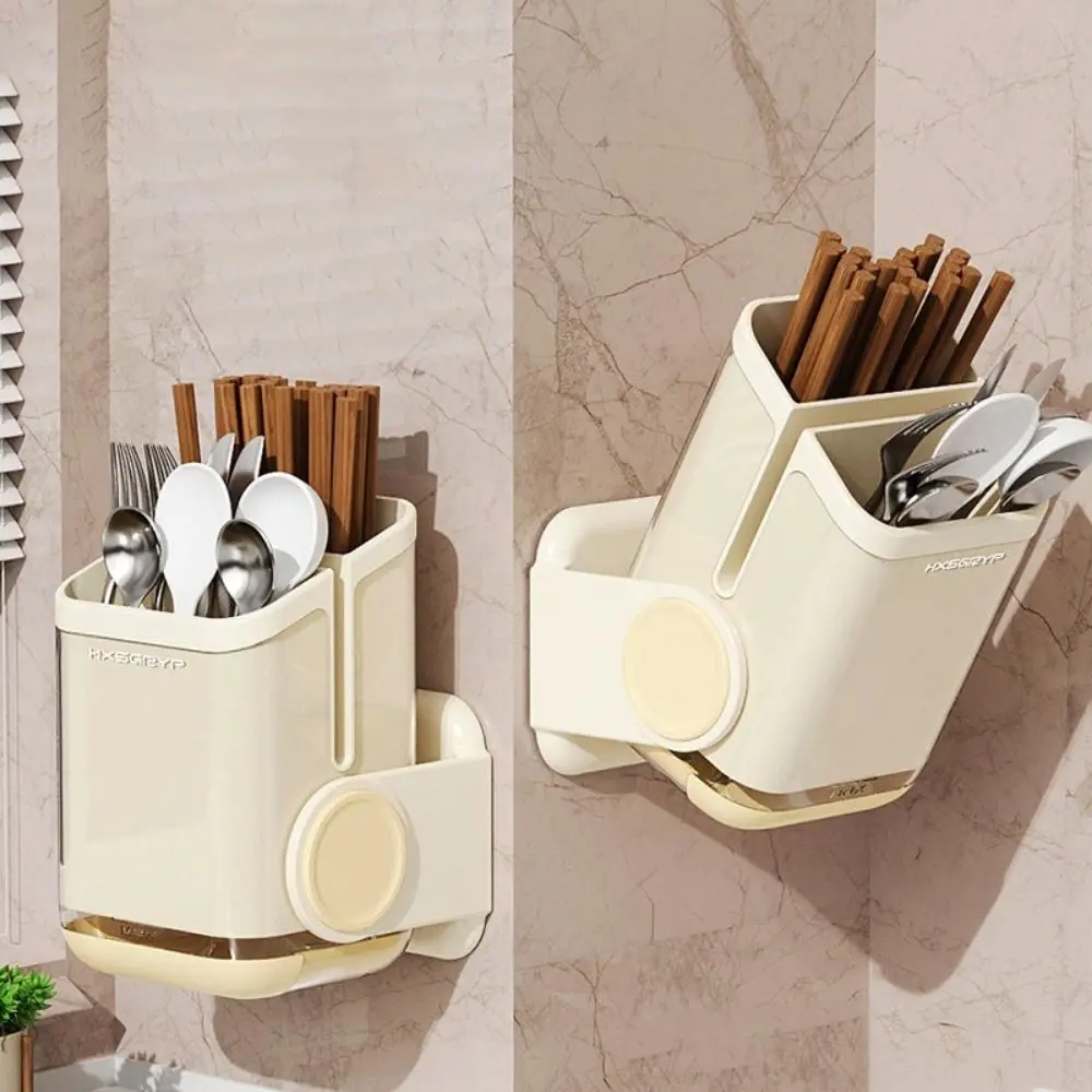 

Wall Mounted Chopsticks Storage Box Large Capacity Detachable Cutlery Drying Basket Countertop Zoned Tableware Storage Box