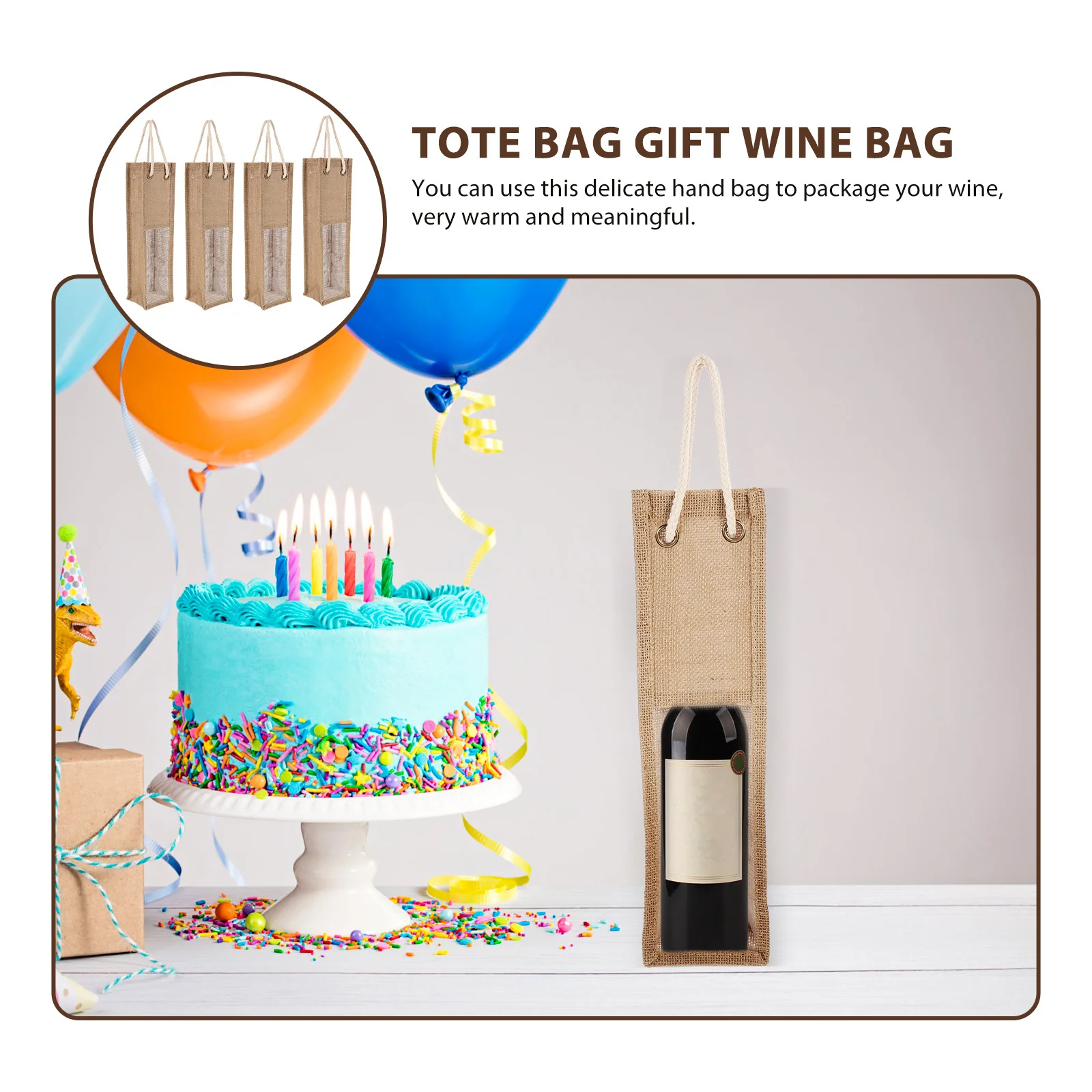 

4Pcs Jute Burlap Wine Pouch Bag with High Strength for Christmas Wedding Gift Reusable Eco Friendly Festival Present Container
