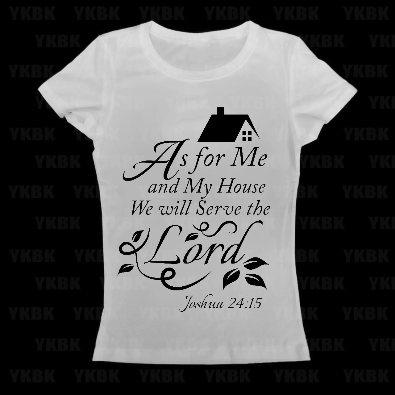 Christian Women T-shirt Joshua 24:15 Bible Verse Print House Leaf Slogan Graphic Tee Religious Inspirational Short Sleeve Slim D