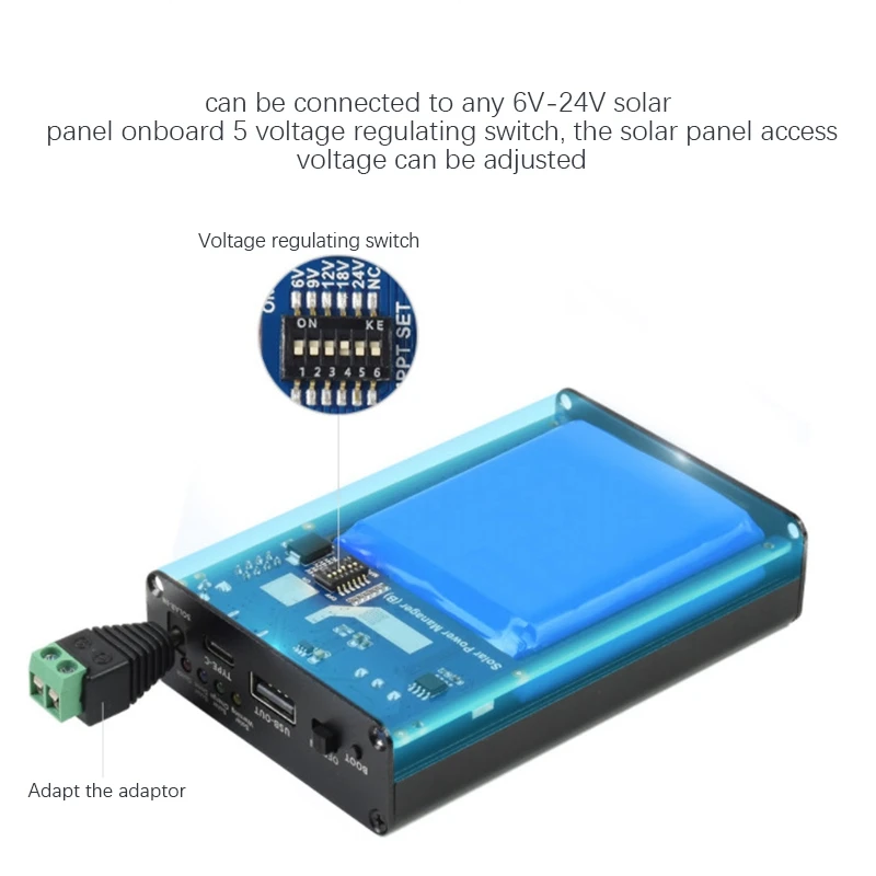 Imagem -03 - Módulo de Gerenciamento de Energia Solar Waveshare para Painéis Solares de 624v Proteção de Circuitos Bateria 10000mah Embutida