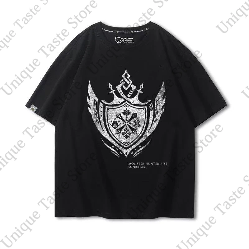 ‌Monster Hunter Rise Sunbreak T Shirt Trend Guild Cross Print T-shirt Men Women High Quality Cotton Summer Short Sleeve Tee Tops