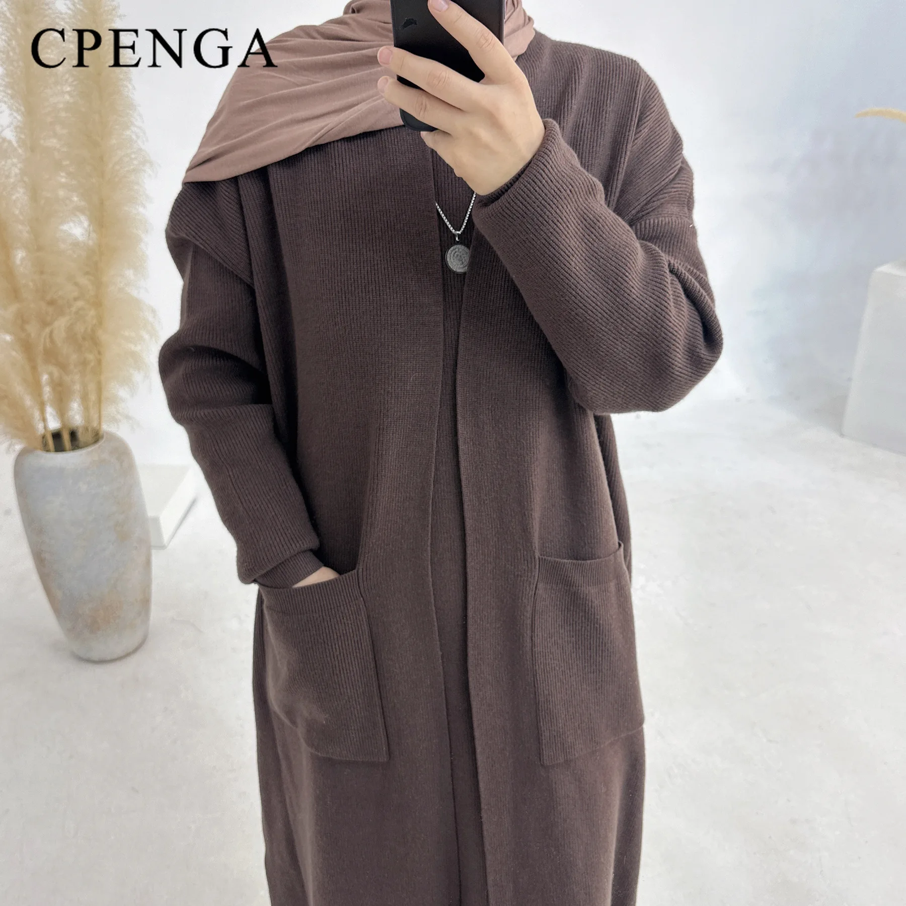 Cardigan musulman épaissi pour femmes, robe monochrome, vêtements d'église, Ramadan, stérilie saoudite, Islam, Turquie, modeste, automne, hiver, Dubaï, 2024