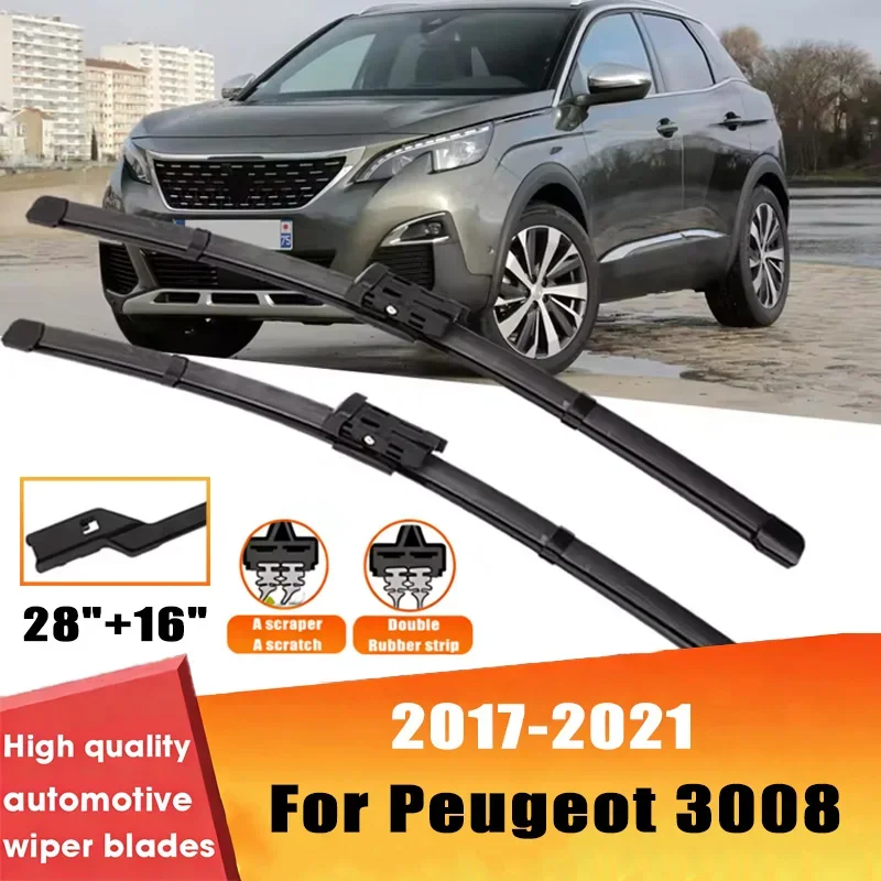 

2pcs Wiper Front Wiper Blades Set For Peugeot 3008 2017-2021 2018 2019 2020 Windshield Windscreen Window 28"+16"Car Accessories