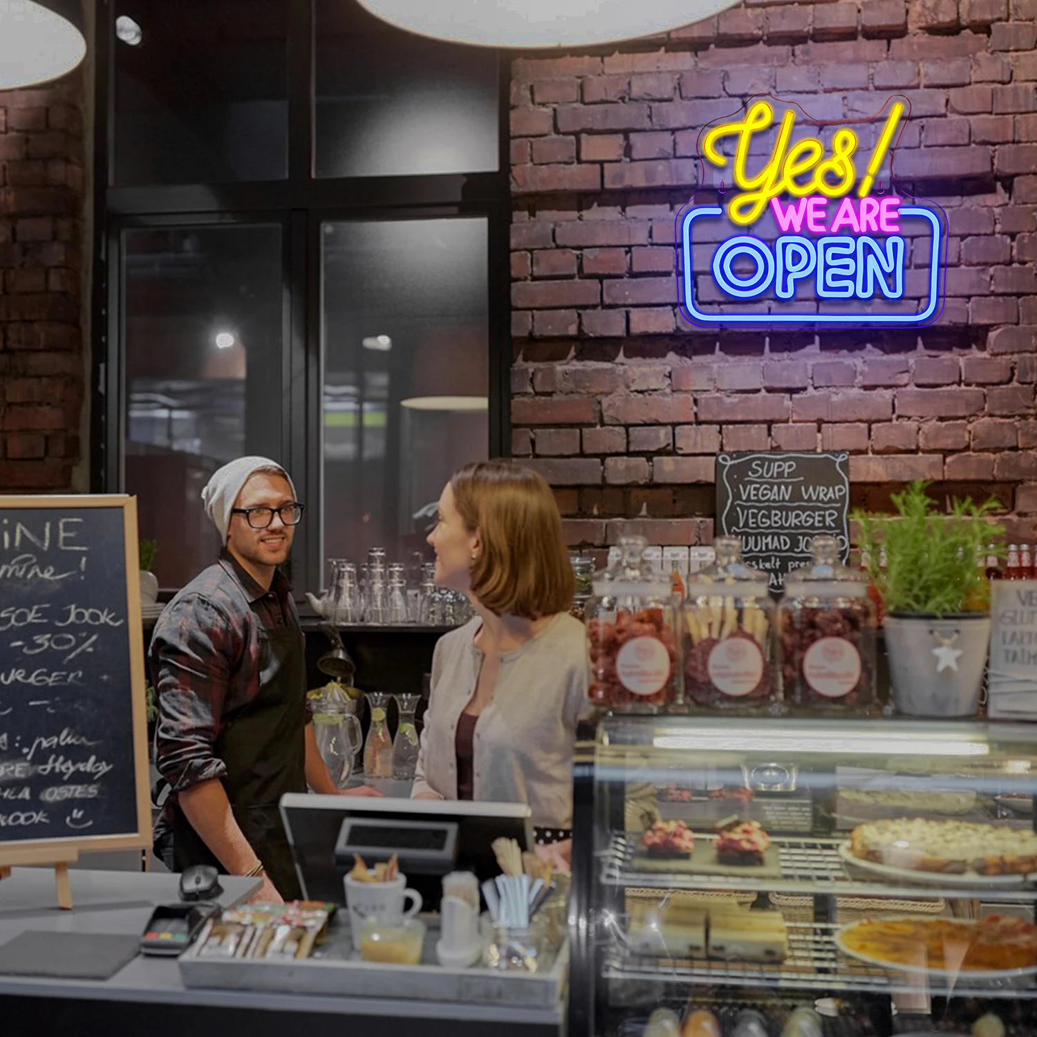 علامة النيون المفتوحة نعم نحن مفتوحة علامة النيون عكس الضوء علامة جدار ديكور للأعمال مقهى بار حانة مخبز فندق مخزن