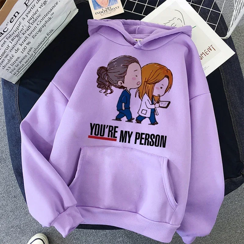 

Funny Greys Anatomy Sweatshirt Women Men You Are My Person Hoodies Korean Style Harajuku Aesthetic Anime Hoody Female Male 90s