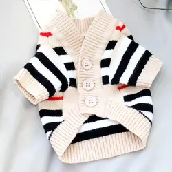 Pet Dog Sweater for Small Medium Dogs Bear Print Dog Clothes Pet Striped Puppy Cardigan Winter Warm Cat Sweater Dog Coat Clothes