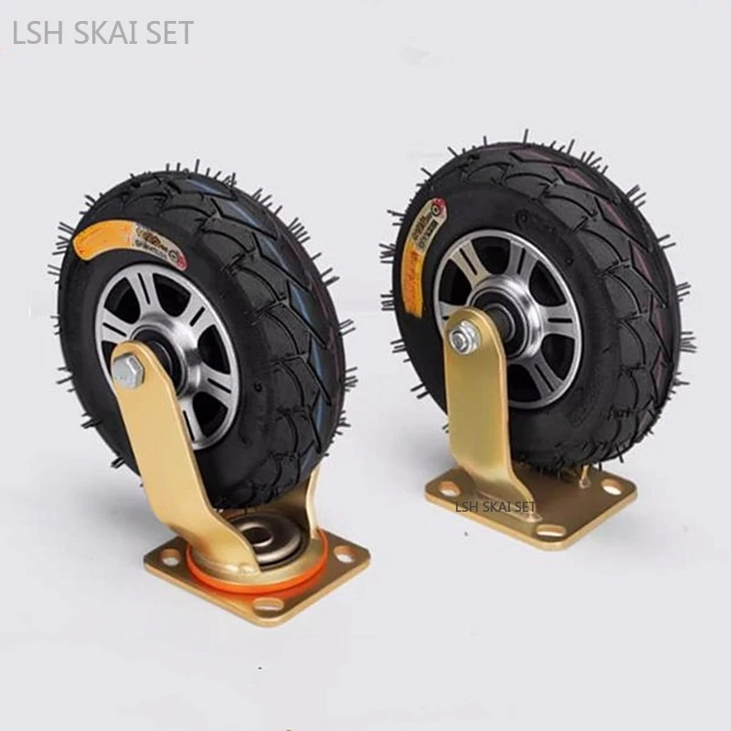 Aluminum Alloy Bearing Inflatable Wheel 6/8/10-inch Casters Wheels Handcart Rubber Inflatable Roller Silent Wheelchair Wheels