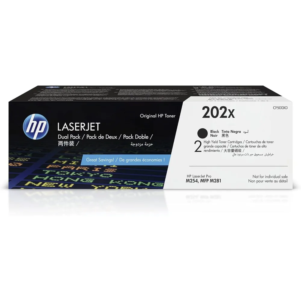 

202X Black High-yield Toner Cartridges (2-pack) | Works with Color LaserJet Pro M254, Color LaserJet Pro MFP M281 Series