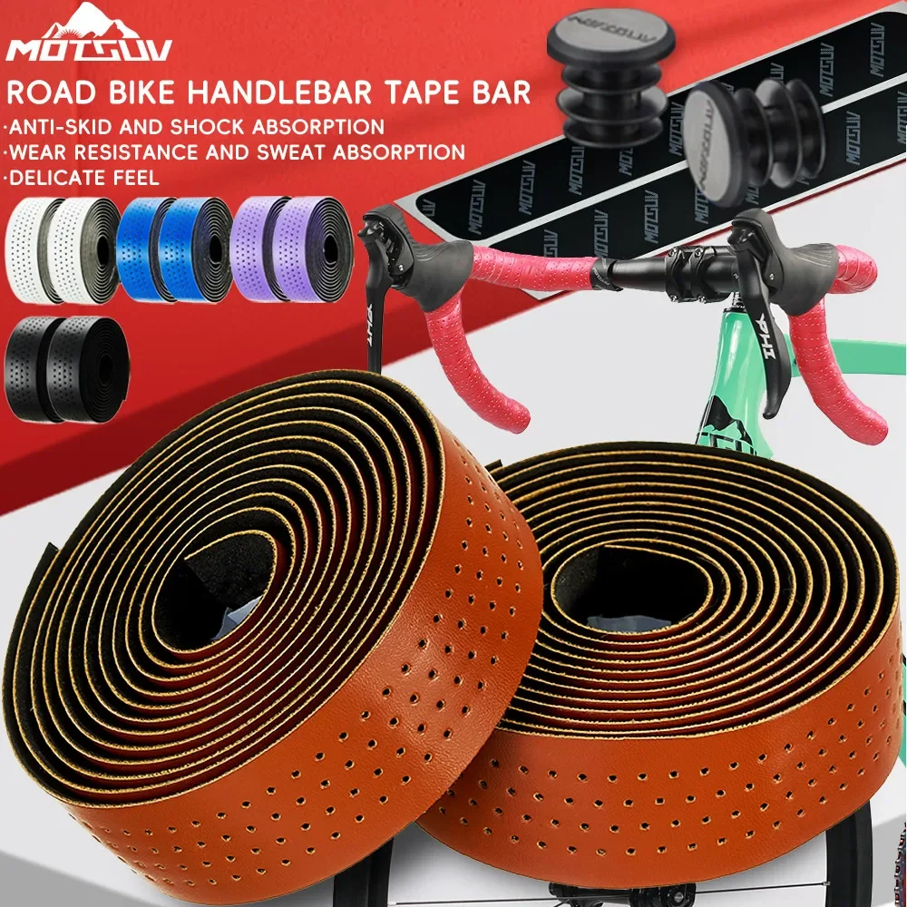 

MOTSUV Bicycle Handlebar Tape Anti-Vibration PU EVA Bent Cycling Road Bike Tapes Racing Breathable Non-Slip Handle Bar Belt Wrap