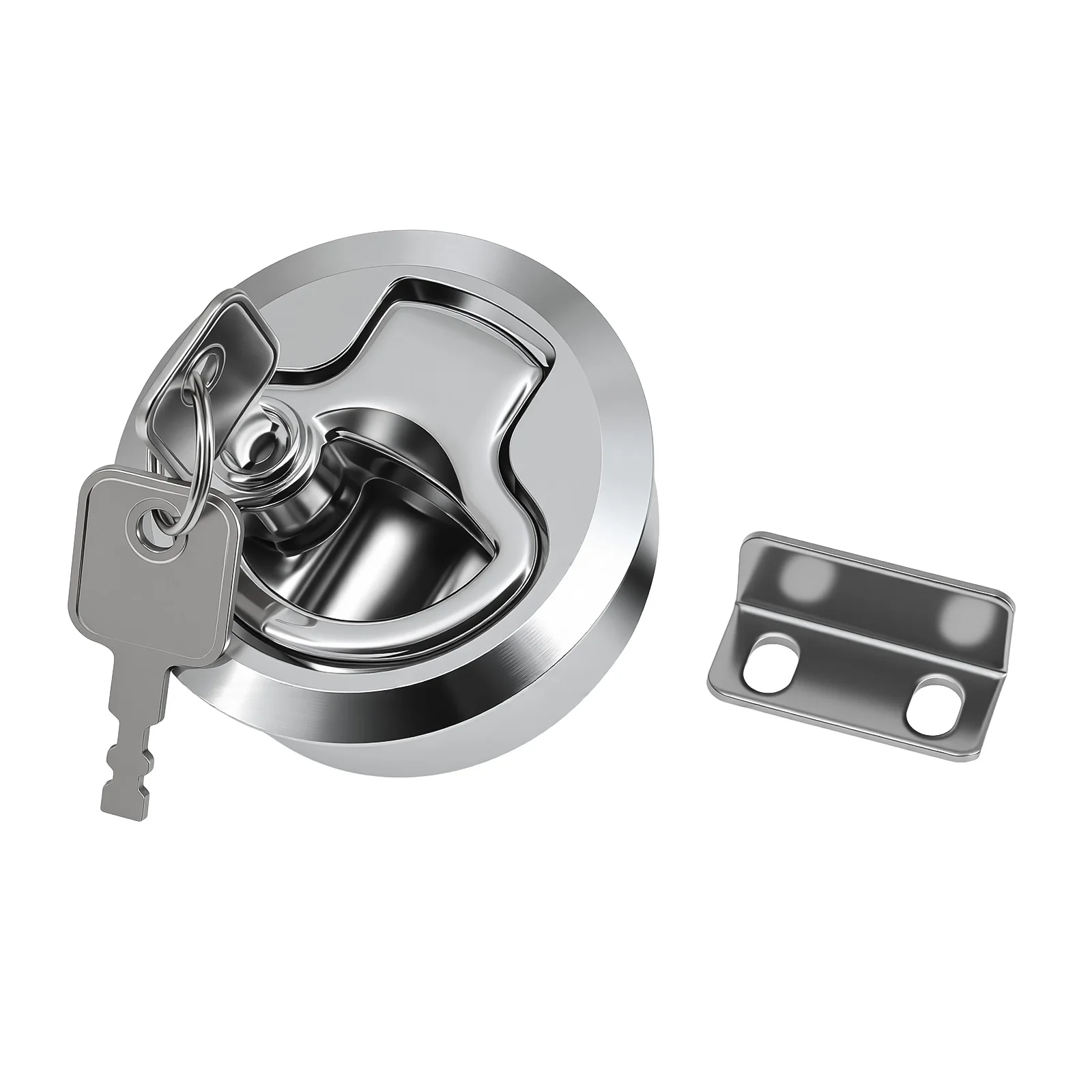 

1PCS Stainless Steel 2inch Flush Pull Locker Hatch Latch Marine Floor Lock Buckle for RV Yacht Camper Door Cabinet Lock with Key