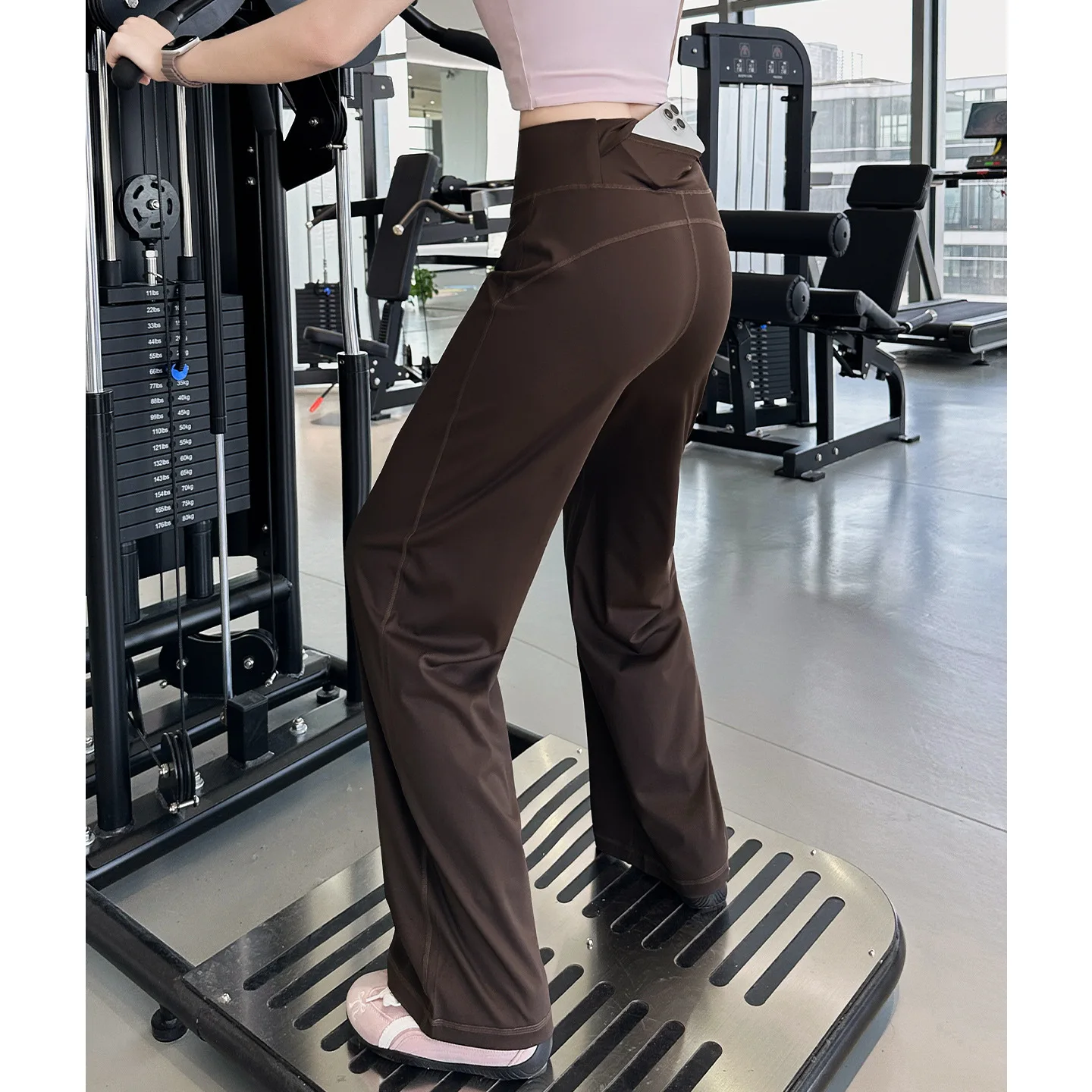 Women High Waist Yoga Pants Butt Lifting Pockets Summer Barefoot Flared Leggings Trousers