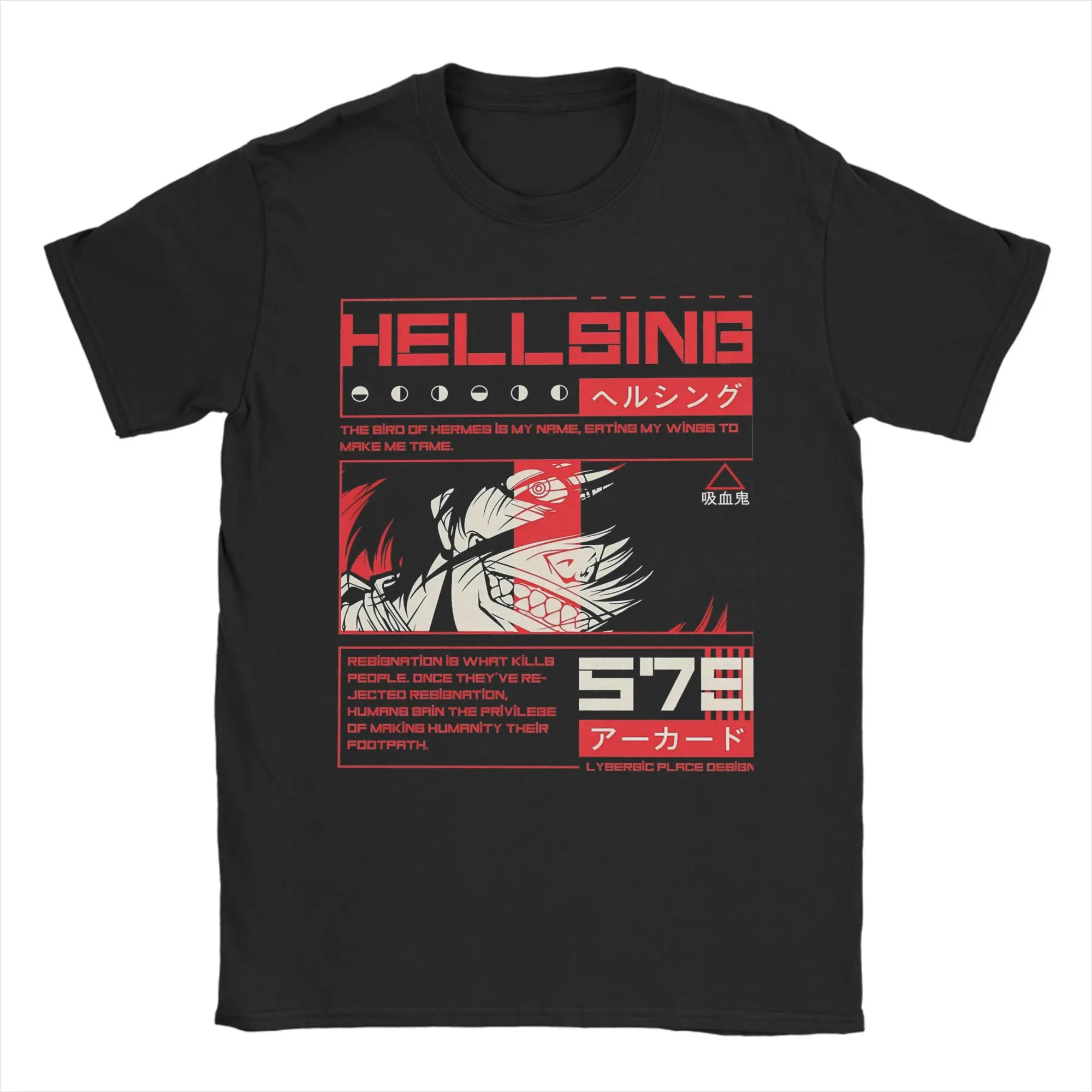 تي شيرت رجالي Alucard Hellsing تي شيرت إبداعي من القطن الخالص بأكمام قصيرة تي شيرت برقبة دائرية ملابس مقاس كبير #1