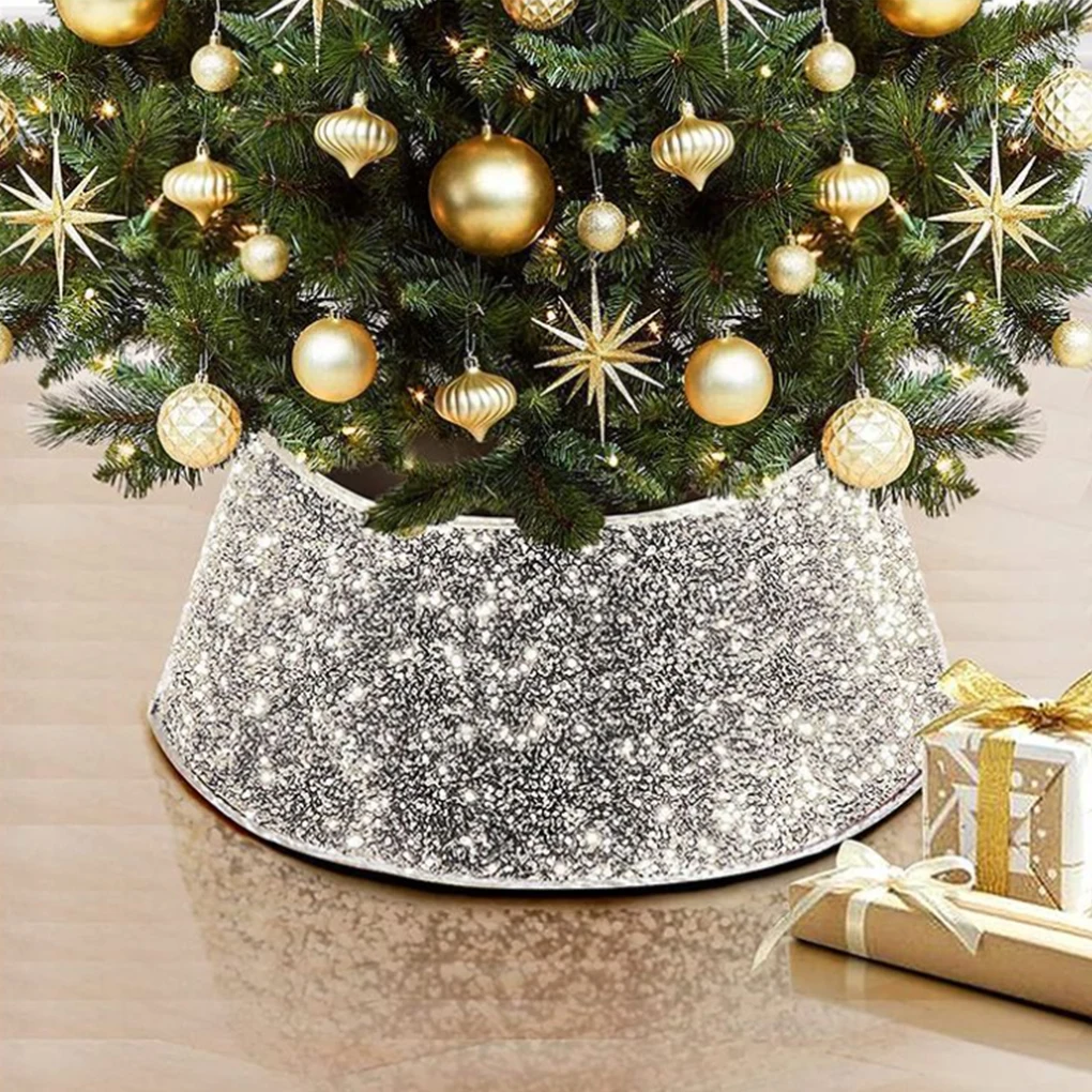 Sparkly Christmas Tree Base Cover For Festive Home And Long Service Life. When Light Reflects Sequin