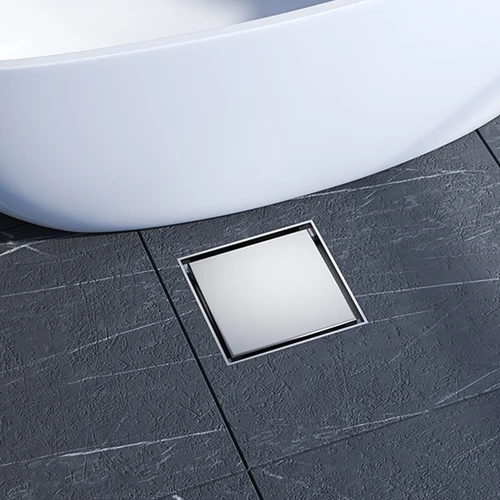 Imagen 2 del producto Desagüe de suelo de pie, 10x10cm, desagües de baño antiolor, desodorización cuadrada, bricolaje, filtro de ducha negro, tapón, tubo de cubierta de acero inoxidable 304