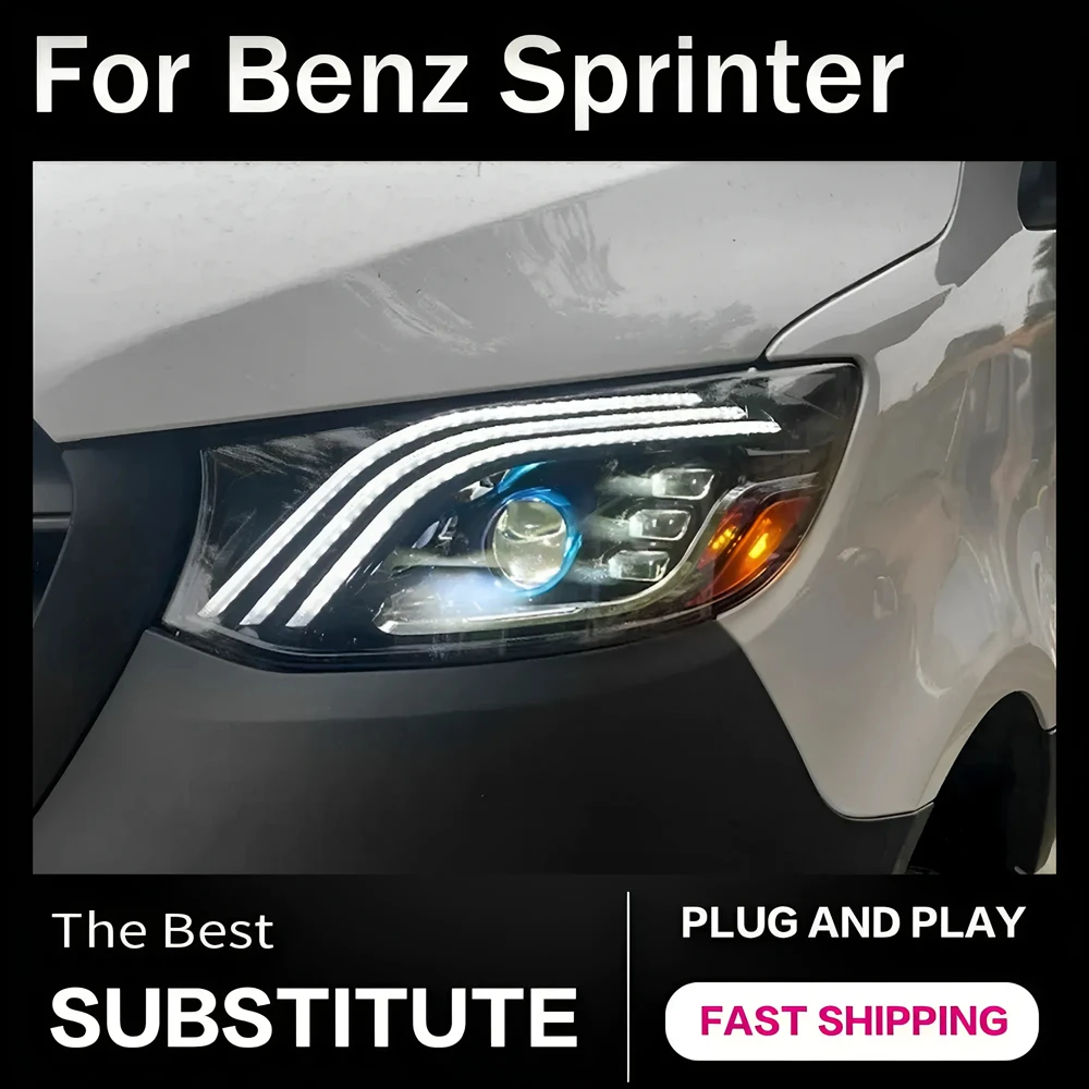 

AKD автомобильные фары для Benz Sprinter 2018-2025 светодиодные фары DRL указатель поворота светодиодный проектор автоаксессуары